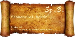 Szoboszlai Bekő névjegykártya
